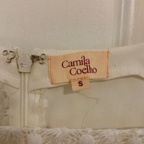 Camila Coelho Trista Ivory Lace Crocheted Long Sleeve Mini Dress Small - Picture 7 of 13